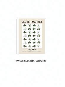 1pc Framed-Free St. Patrick's Day Vintage Poster, Mint Green Shamrock Design 'CLOVER MARKET' Festive Wall Art, Irish-Themed Bedroom, Dorm, Living Room Room Decor, Bedroom Room Decoration, Back-To-School Gift, Wall Hanging, Unique Home Decor - Multicolor - View 12