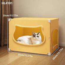 2-Tier Enclosed Cat Cage With Tunnel, Versatile Cat Bed For All Seasons, Provides Sense Of Security For Cats - Multicolor - View 14