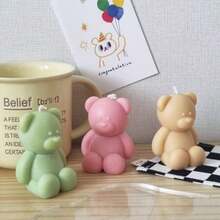 DIY树脂模具坐熊摆件蜡烛硅胶模具，石膏树脂装饰模具，蜡烛蜡模具，树脂滴胶展示架硅胶模具 - 白色 - 查看 9