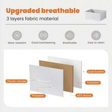 Sweetcrispy Nightstand With 2 Storage Drawers, 20" Height Small Bed Side Furniture End Table, Wooden Top Fabric Cabinet Kids Night Stand Mini Dresser For Bedroom, Closet, Entryway, College Dorm - 白色 - 查看 5