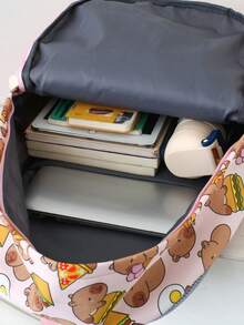 Back To School Cartoon Pibara Classic Durable Lightweight Portable Versatile Stylish Spacious Backpack Set, 2pcs - Pink - View 7