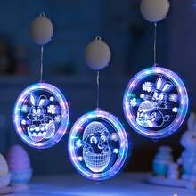 مصباح معلق للعيد، متوفر بأنماط متعددة، مصباح معلق مضيء بشكل بيضة عيد الفصح والأرنب، ديكور جو العطلات للخزانة والنافذة الداخلية، مصباح بكوب شفط، أضواء LED متعددة الألوان، مصباح جو العطلات، مناسب لمناسبات مختلفة، ديكور، إضاءة ليلية، تعمل ببطاريات (البطاريات غير مشمولة) - متعدد الألوان - مشاهدة 10