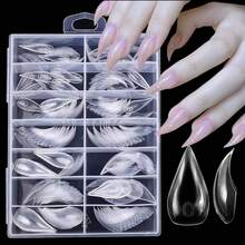 140 Pcs Short Claw Nail Tips,Natural Curved Stiletto Nail Dual Forms Extension 3D Curve Sculptural Acrylic Nails, Reusable Full Cover Molds Halloween Nail Accessories 14Size - 樣式 6 - 查看 1
