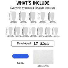 A Box Of 2 European And American Striped Graffiti Almond Armor Metal Pentagram Advanced Nail Removal And Repeated Use Of Armor Daily Wear To Add A Sense Of Atmosphere. - 粉紅法式塗鴉杏仁美甲-1盒 - 查看 5