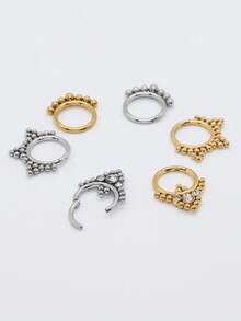 Hypoallergenic 316L Surgical Steel Nose Ring Septum Jewelry - 16G Hoop Earrings, Inlaid With CZ Zirconia, Suitable For Ear Cartilage/Helix Piercings | Unisex Body Jewelry Gift Set (Silver/18K Gold Plated), Women's Nose Rings, Nose Piercings, Septum Jewelry, Fake Piercings, Nose Studs, Imitation Piercings