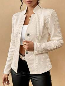 Abrigo de estilo de traje de moda de alta gama, adecuado para ir al trabajo, viajar y salidas casuales. - Caqui - Ver 2