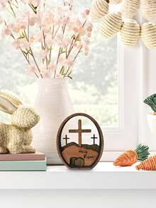 Escena de resurrección de Pascua de madera 3D y decoración de cruz, tumba, cruz, bandeja de escena de resurrección de Jesús, decoración de escena de nacimiento de Jesús, adecuada para lugares religiosos, hogar y escritorio de oficina - Multicolor - Ver 7