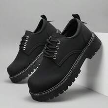 男士巴黎圆头休闲厚底增高哑光黑色德比乐福鞋 Old Money Chic 秋季 - 單色 - 查看 7