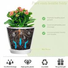 Inch Plant Pots 5 Pack, Flower Planters With Drainage Holes And Trays, Plastic Pots Indoor Outdoor Plants, White - 白色 + 6英寸 - 查看 4