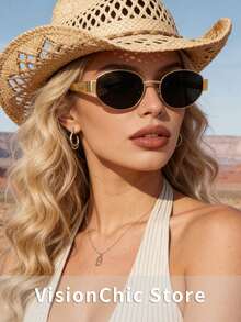 1 套/2 套/3 套/4 套/6 套超轻超大椭圆形镜框眼镜，百搭时尚，适合女性，大镜框显瘦，适合夜店，日常生活搭配和户外旅行配件，夏季必备太阳镜，复古风格椭圆形镜框，适合外出装扮，返校 - 彩色 - 查看 4