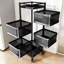 1pc 5-Layer Rotating Kitchen Storage Rack, No Installation Required, Floor-Standing Multi-Layer Storage Rack For Home Use, Suitable For Storing Fruits, Vegetables, Snacks, And Beverages. - Svart - Visa 12