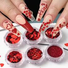 Nail Glitter Powder - RED - View 4