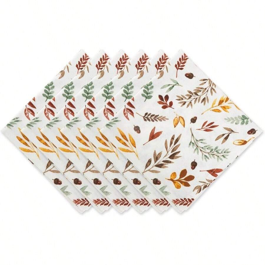 Decoración de mesa de otoño de acción de gracias, camino de mesa reversible, 14x108, cosecha de otoño - Abundancia del otoño + 20" x 20" (juego de 6) - Ver 1