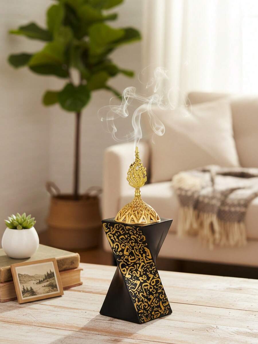Bộ 1 lư hương trang trí phòng ngủ sáng tạo, nắp kim loại kiểu Trung Đông, máy khuếch tán tinh dầu, hộp đuổi muỗi chống cháy, trang trí nhà cửa, phòng ngủ, phòng tập yoga, cắm trại, sân vườn, hiên nhà, đạo cụ bữa tối lãng mạn dưới ánh nến cổ điển, vật trang trí.