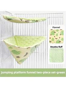 1 Set 2-In-1 Reversible Candy Slide Hammock - Plush Trim For Summer, Flannel Trim For Winter, Includes Triangle Bed And Jumping Platform - Suitable For Squirrel, Parrot, Hamster Cage Accessories