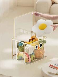 1pc Children's Room Transparent PVC Storage Bag - Large Capacity, Space-Saving Design, With Lid Storage Box, Suitable For Daycare, Bedroom, Children's Room - Multicolor - View 3
