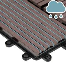 Bakaji 11-Piece WPC Tile Set For Outdoor Garden, Patio, Balcony, Flooring With Water Drainage, Interlocking Tile Assembly, Weather Resistant, Interlocking Design - Turtledove - View 5