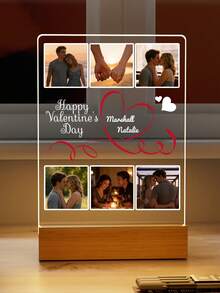 Customized Photo Acrylic Plaque Night Light With Printed Photo, Anniversary Gift, Christmas Gift, Customized Home Decor, Various Anniversary Gifts - Large Rectangular Stand-up Heart-shaped Ribbon HJ - View 9