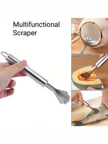 Multi-Purpose Stainless Steel Kitchen Tools - Serrated Coconut Grater And Fish Scaler/Remover, Coconut Meat Remover Knife, Stainless Steel Coconut Peeler, Coconut Shredder, Fish Scale Remover, Stainless Steel Fish Scale Peeler, Kitchen Gadgets, Fruit Tools, Hanging Seafood Accessories, Kitchen Utensils, Household Items, Outdoor Cookware - 1 - View 10