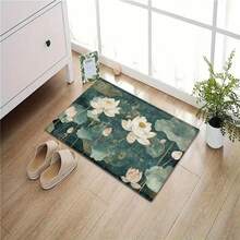 1 pieza Elegante alfombra de baño de microfibra con diseño de flor de loto blanca, antideslizante y súper suave, alfombra de piso para baño, felpudo, tapete absorbente de agua para baño, lavable a máquina, de bajo espesor, con respaldo de TPR, de tela de punto, para baño, dormitorio, cocina, entrada, uso interior y exterior, accesorios y decoración de baño, regalo perfecto para un nuevo hogar. - Multicolor - Ver 6