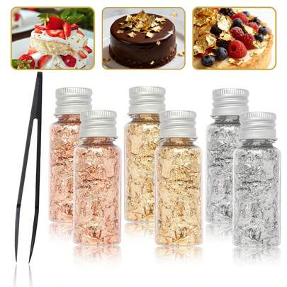 Folha de ouro comestível para bolos e sobremesas - Decoração para confeitaria, mousses e sorvetes.