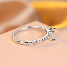 Elegant Luxury Copper Engagement Ring, Inlaid With Synthetic Cubic Zirconia, Silver Color Women's Ring, Suitable For Daily And Wedding Occasions, Gift For Friends - Cubic Zirconia Ring - View 5