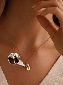 Dây chuyền chiếu ảnh kỷ niệm thú cưng cá nhân hóa, dây chuyền hình trái tim chiếu dấu chân và tên, trang sức ảnh thú cưng, dây chuyền ảnh mèo chó, quà tặng trang sức kỷ niệm bất ngờ dịp Giáng sinh & Halloween dành cho người thân yêu. - Nhiều màu-Phong cách 2 - Xem 11