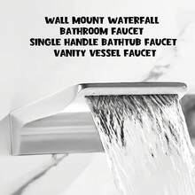 Wall Mount Single Handle Faucet: Waterfall Design For Bathtub, Vanity & Vessel Bathrooms - Silver - View 8