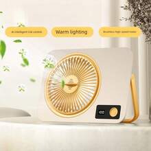 3 In 1Desk Fan Portable USB Rechargeable1200mAh Fan Personal Fan With Power Display 6 Speeds Ultra Quiet Table Fan With Led