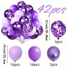 42 Stücke Lila Ballon Set - Maca Lila, Lavendel Lila, Metall Lila und Lila Pailletten Ballons, geeignet für Brautduschen, Babypartys, Geburtstagsfeiern, Abschlussfeiern, Volljährigkeitsfeiern, Hochzeitsdekoration, Jahrestage usw. - Violett - Übersicht 2