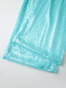 Women's Sparkle Sequin Pants Lightweight Elastic Waist Wide Leg Loose Pants Trousers - Verde - Ver 7