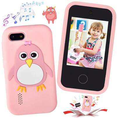 Penguin Shaped Children's Educational Toy Phone, Equipped With Dual Cameras, Supports Interactive Learning, Music Playback, Recording And More Functions, Suitable For 3-10 Years Old Kids Birthday Party, Family Gathering, Outdoor Entertainment And Photography