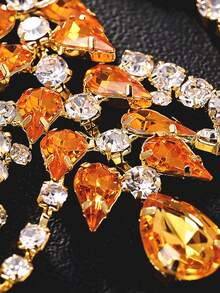 Exaggerated Crystal Crown Headband, Geometric Tassel Headdress Party Accessory, Bride To Be, Tiara - Silver - View 5