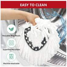 Mop Replacement Heads Compatible With O-Cedar EasyWring Spin Mops 6 Pack-Washable Microfiber Spin Head Refills-Easy Cleaning Mop Head Replacement - 白色 - 查看 4