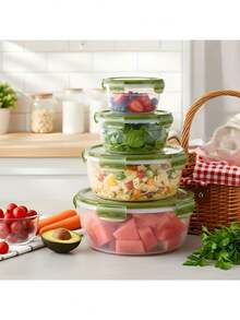 Purple/Green Transparent Airtight Food Storage Containers, Round Covered Meal Prep Containers, Best Food Containers To Keep Food Fresh, Plastic Mixing Bowls, Stackable Leak-Proof Reusable Kitchen Storage Containers, Microwave, Fridge And Dishwasher , Suitable For Storing Celery, Fruits, Bread, Eggs, Etc.