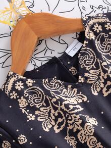 Young Girl Elegant Floral Print Tassel Trim Long Dress, Suitable For Daily, Outdoor, Commute, Vacation, Party, Spring/Summer