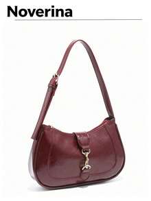 1pc Retro Minimalist Hook Decor Adjustable Shoulder Strap Crescent Shape Bag, Suitable For Date, Outing, Party , Small BagsVegan Leather Textured Glossy Effect Sling Bag For Women Waterproof,[US-Based Shipping] Lightweight,Business Casual Crocodile Embossed Bag For Teen Girls Women College Students,Rookies & White-Collar Workers Perfect For Office,College,Work ,Business,Commute, Animal Print Women Bag,Bolsas,Carteras,Purse,Purses And Bags Women,Gift Card ,Carteras De Muje,Gifts For Women,Bags For Women,Women's Fall Clothing Winter Clothing Christmas Gift Fall Autumn Velvet Furry Party Fuzzy Plush Thanksgiving Festival Cyber Monday Holiday Knitted Winter Valentine's Day Gift Christmas Women's Crossbody New Year Snow Warm Thermal End-Of-Yea - Màu Đỏ Sâu - Xem 2
