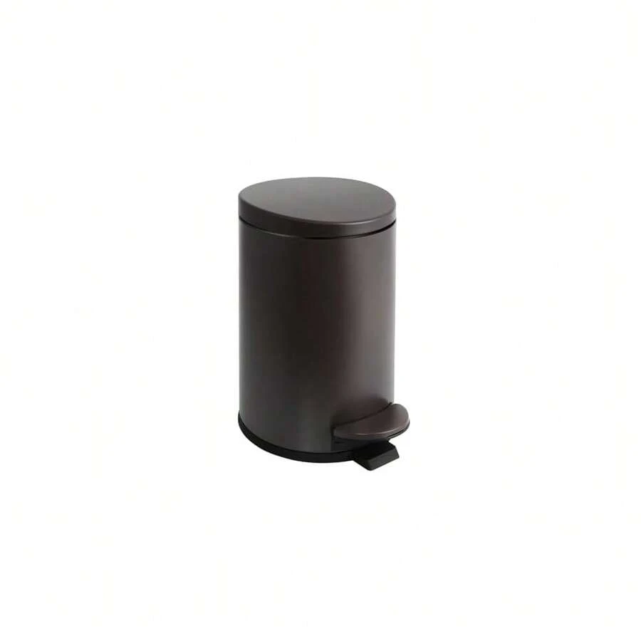 Small Trash Can With Lid Soft Close, 4.5 Liters / 1.2 Gallon Bathroom Garbage Can, Mini Step Trash Bin, Stainless Steel Wastebasket For Bathroom, Bedroom, Office (Brown),Brown - 棕色 - 查看 1