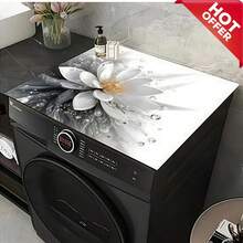 1件装简约洗衣房印花洗衣机垫/罩垫，吸水/烘干垫，多用途排水垫，烘干机顶盖/防污垫，厨房和浴室用品 - 易于清洁，保护家用电器，超强吸水去污，耐热防滑橡胶背板，高度耐用 - 彩色 - 查看 6