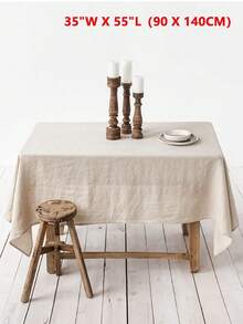 1pc Elegant Beige Minimalist Linen-Like Tablecloth Washable Reusable For Valentine's Day Wedding Picnic Home Café Decor - 米色 - 查看 9