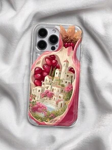 Wave Ripples Town In Pomegranate Print Clear Case Compatible With IPhone 13/11/17/17pro/16/14/15/15pro/15 Plus/15 Promax/7plus/8plus/X/Xs Max/Xr/11pro/12pro/13pro/14pro/12mini/13mini/11promax/12promax/13promax/14promax/14plus/17pro Max/17Air/6/6s Plus/7/8/16Pro/16plus/16promax/Se2/17promax&Compatible With Samsung Galaxy/A54/A14/A12/A13/A15/A32/A33/A24/A52S/S20/S21/S22/S23/S24/S23Plus/S24ultra/S25/A15/A33/A23 - Multicolor - View 5