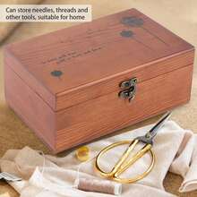 Vintage Wooden Sewing Organizer - Taraxacum Pattern | Case For Storing Needles And Threads For Crafts And Sewing Tools - Natural Wood Color - View 7
