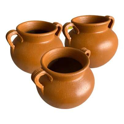 Tendencia3 Ollas Barro 1 Litro Estilo Cafe Para Florero Centros Mesa MarrónCalidad premium