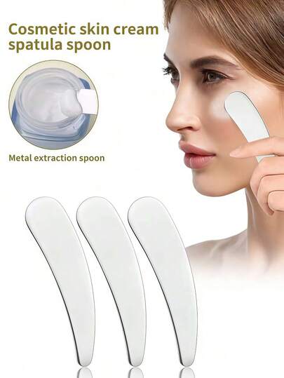 1pc/2pcs Reusable Metal Mini Makeup Spatula, Beauty Accessory For Mixing Serums, Creams, Eye Creams, Face Masks (Silver). Thoughtful Gift For Girlfriend And Mother, Valentine's Day Gift, Essential For Moisturizers, Lotions, Eye Creams And Serums.