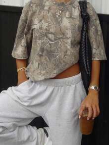 Women's Casual Loose Camouflage Print Short Sleeve T-Shirt - 軍綠色 - 查看 1