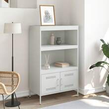vidaXL Buffet alto branco 68x39x113 cm cinza - Branco - Ver 4