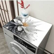 1件装简约洗衣房印花洗衣机垫/罩垫，吸水/烘干垫，多用途排水垫，烘干机顶盖/防污垫，厨房和浴室用品 - 易于清洁，保护家用电器，超强吸水去污，耐热防滑橡胶背板，高度耐用 - 彩色 - 查看 5