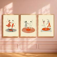 1/3 BUCĂȚI Poster pânză cuplu dansator. Poster retro cu pick-up, ilustrație cu tematică muzicală modernă. Foarte potrivit ca decor de perete pentru camere de zi, dormitoare, coridoare, sufragerii și coridoare de birou. Decorațiune pentru casă! Decorațiune interioară. Camera este decorată rafinat și dotată cu rame opționale. - Multicolor - Vizualizare 2