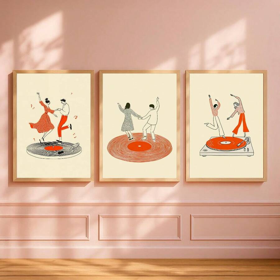 1/3 BUCĂȚI Poster pânză cuplu dansator. Poster retro cu pick-up, ilustrație cu tematică muzicală modernă. Foarte potrivit ca decor de perete pentru camere de zi, dormitoare, coridoare, sufragerii și coridoare de birou. Decorațiune pentru casă! Decorațiune interioară. Camera este decorată rafinat și dotată cu rame opționale.