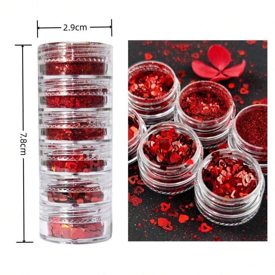 Nail Glitter Powder - RED - View 1